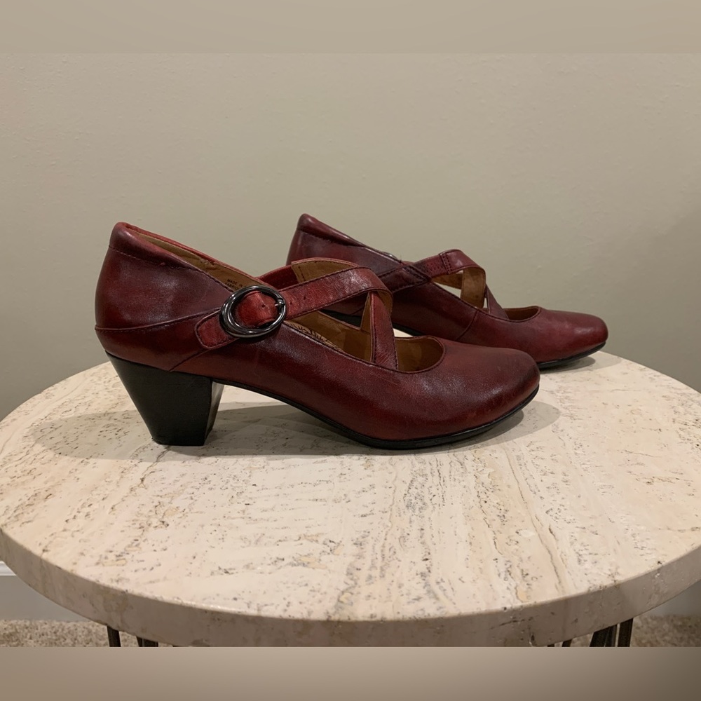 Taos Heeled Mary Janes Strappy Burgundy 39 8